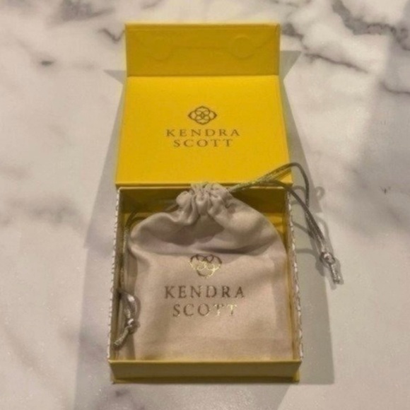 NWT Kendra Scott Elle Silver Intarsia Drop Earrings In Blue Intarsia - Picture 2 of 5